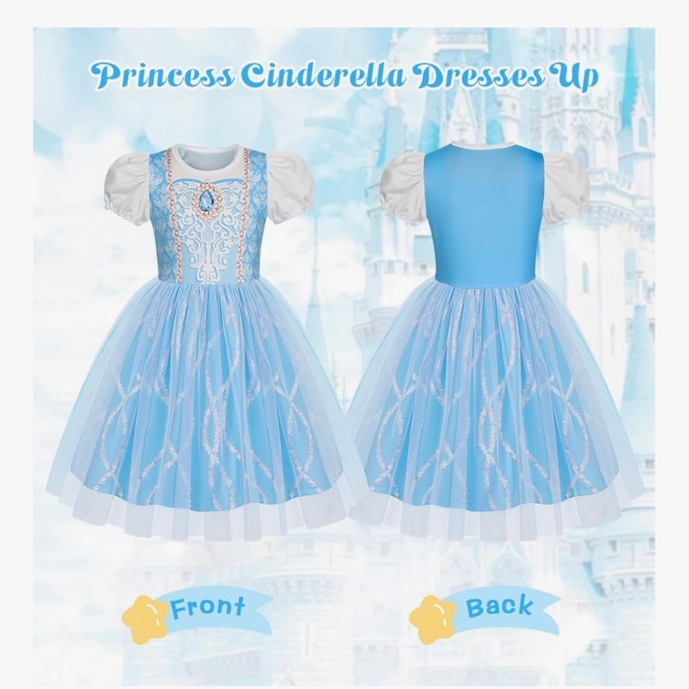 Blue Princess Dress with White Accents